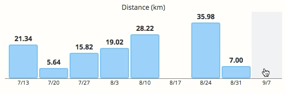 The calendar chart from the dashboard of SportTracks endurance sports software