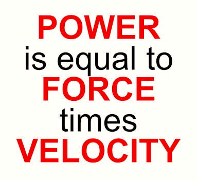 Equation used to calculate power in cycling and running: power is equal to force times velocity 