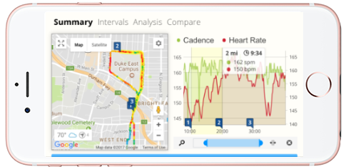 The SportTracks Workout Detail page on an iPhone