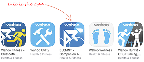 An image of the app icons from Wahoo Fitness