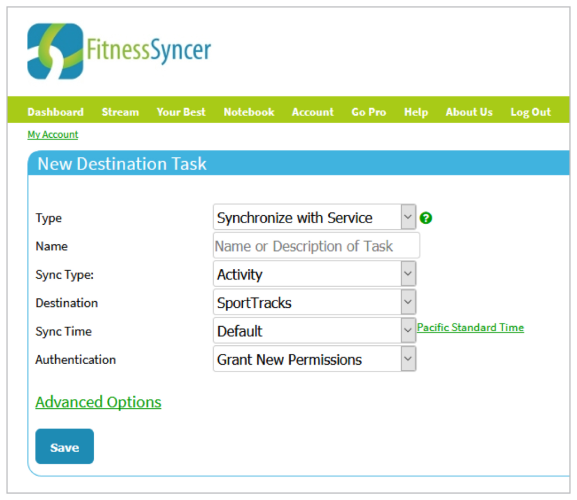 A screenshot of FitnessSyncer software