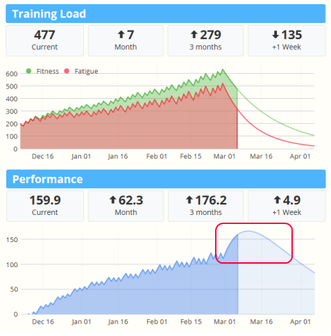 The Training Load and Performance charts in SportTracks endurance sports training software