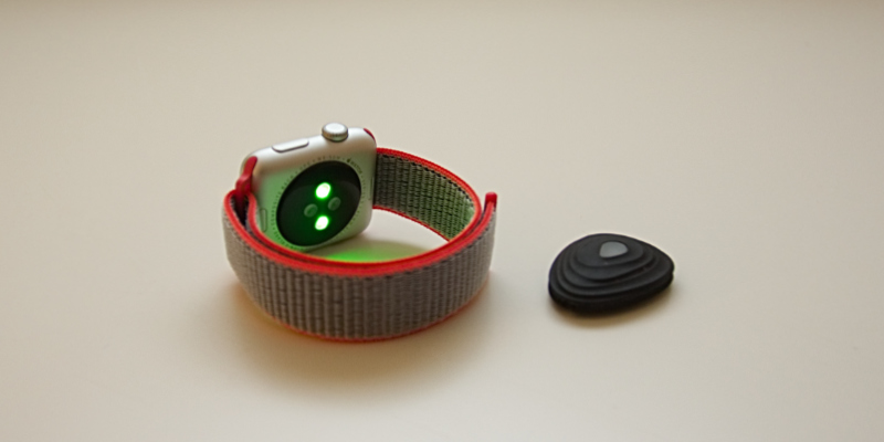 The Apple Watch Series 3 with the Sport Loop band and the Stryd footpod running power meter