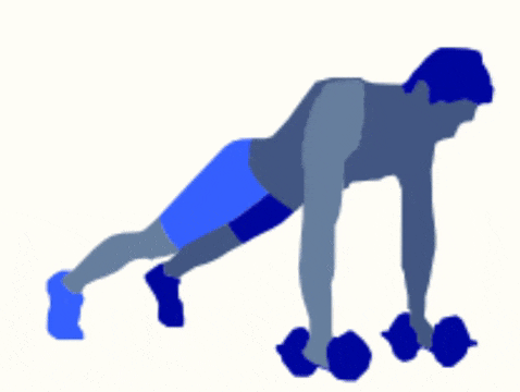 An animated graphic of the renegade row exercise