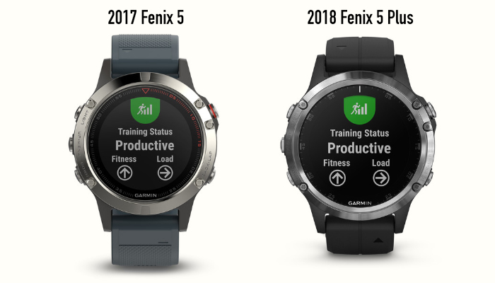 A side-by-side comparison of the Garmin Fenix 5 and 5 Plus