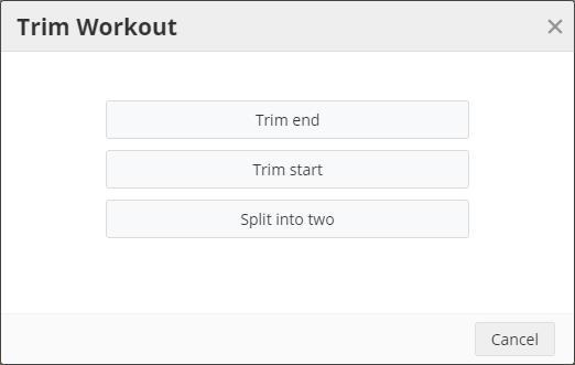 A screenshot of the new Trim Workout window in SportTracks fitness software