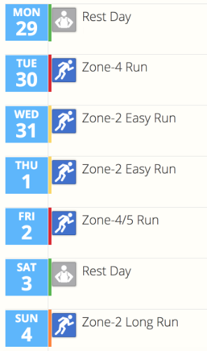 A screenshot of the training calendar in SportTracks endurance sports software