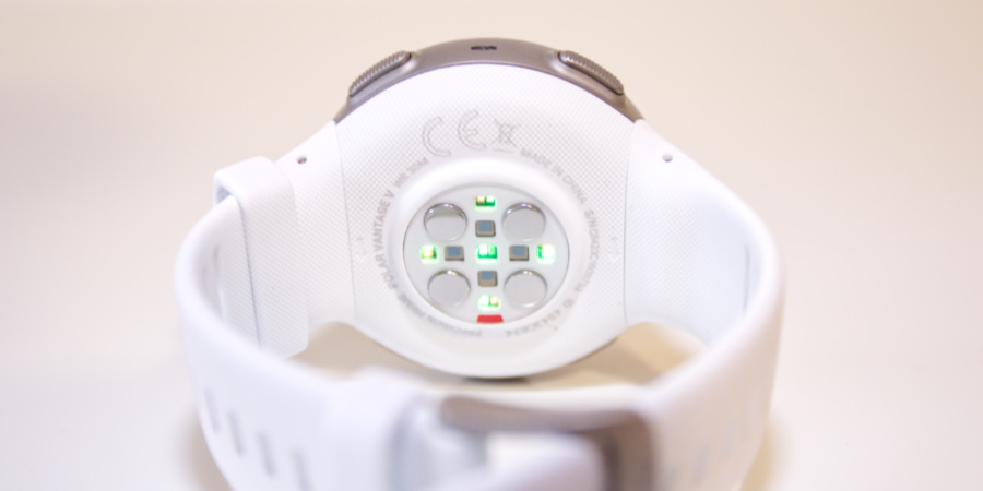 The Precision Prime optical heart-rate monitor on the Polar Vantage V sports watch 