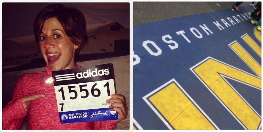 A photograph of runner Ellen Moss from the 2014 Boston Marathon