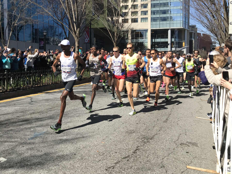 The leading male runners at the 2020 US Olympic Trials Marathon