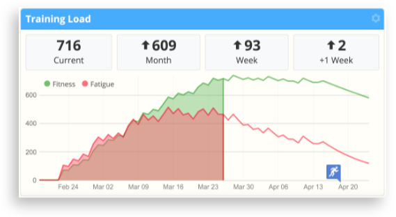 The training load chart in SportTracks endurance sports training and racing software