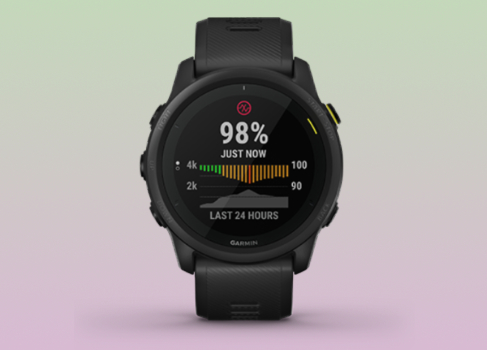 The Garmin Forerunner 745 multisport watch with the pulse ox screen