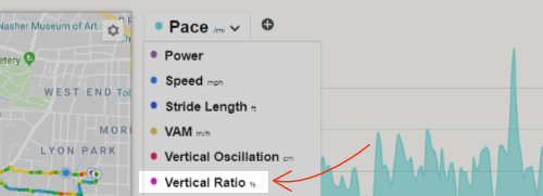 Vertical Ratio data in the Workout Detail page of SportTracks fotness tracking software